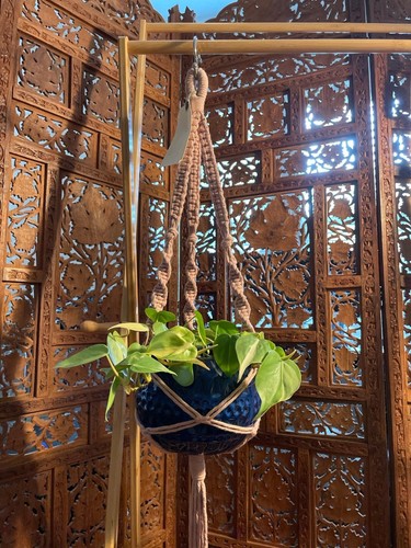 Pink macrame plant - hanger, fits
