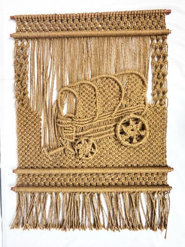 Vtg handmade 1970s macrame - vtg,