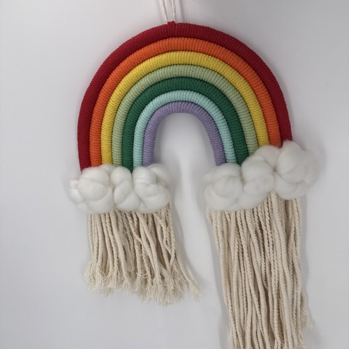 Woven rainbow macrame - rainbow, wall
