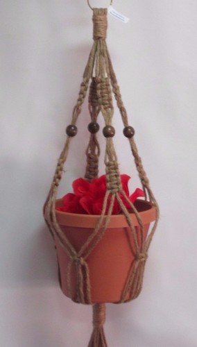 Macrame plant hanger beaded - macrame,
