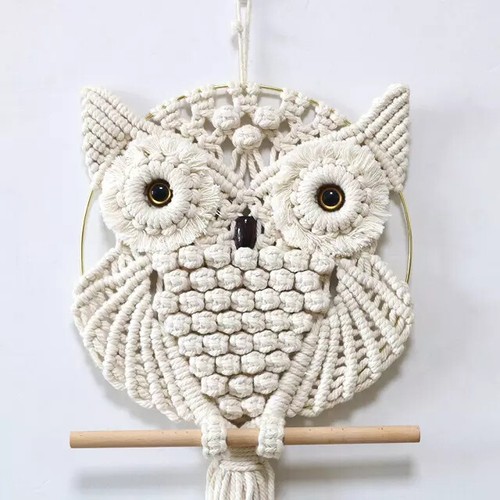Owl macrame wall hanging - macrame,