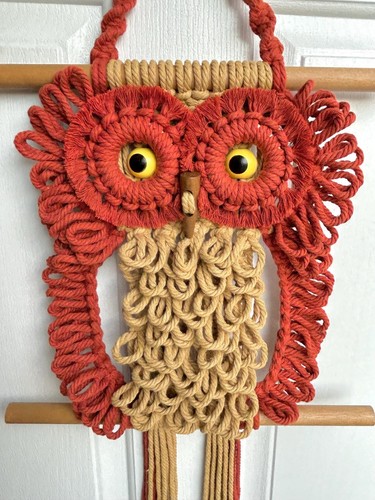 Vintage macrame owl - macrame, wall