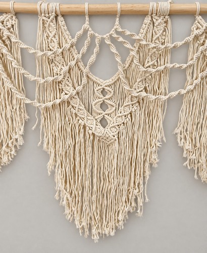 Cream macrame wall hanging - wall,