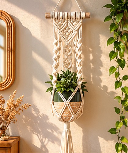Handmade macrame wall plant - macrame,