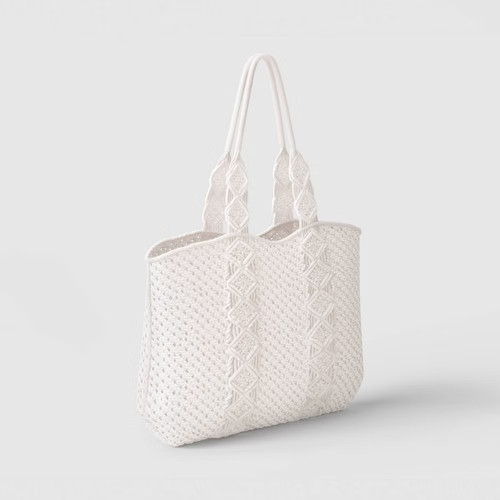 Crosshatch macrame tote bag - crosshatch,