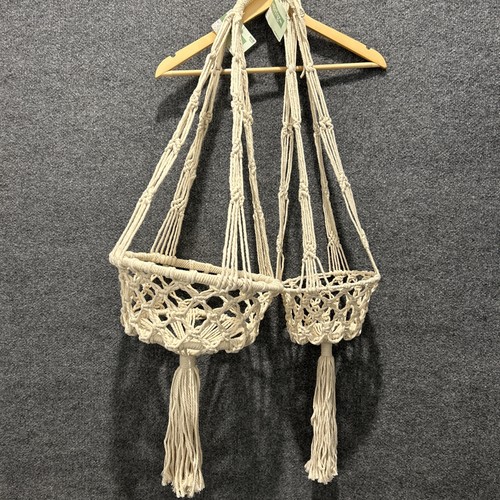 Macrame plant holder ecru - macrame,