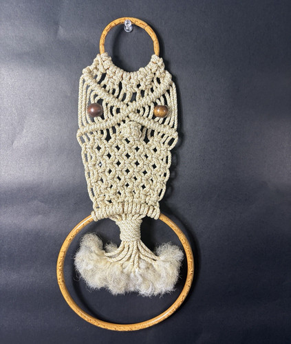 Vintage macrame owl - macrame,